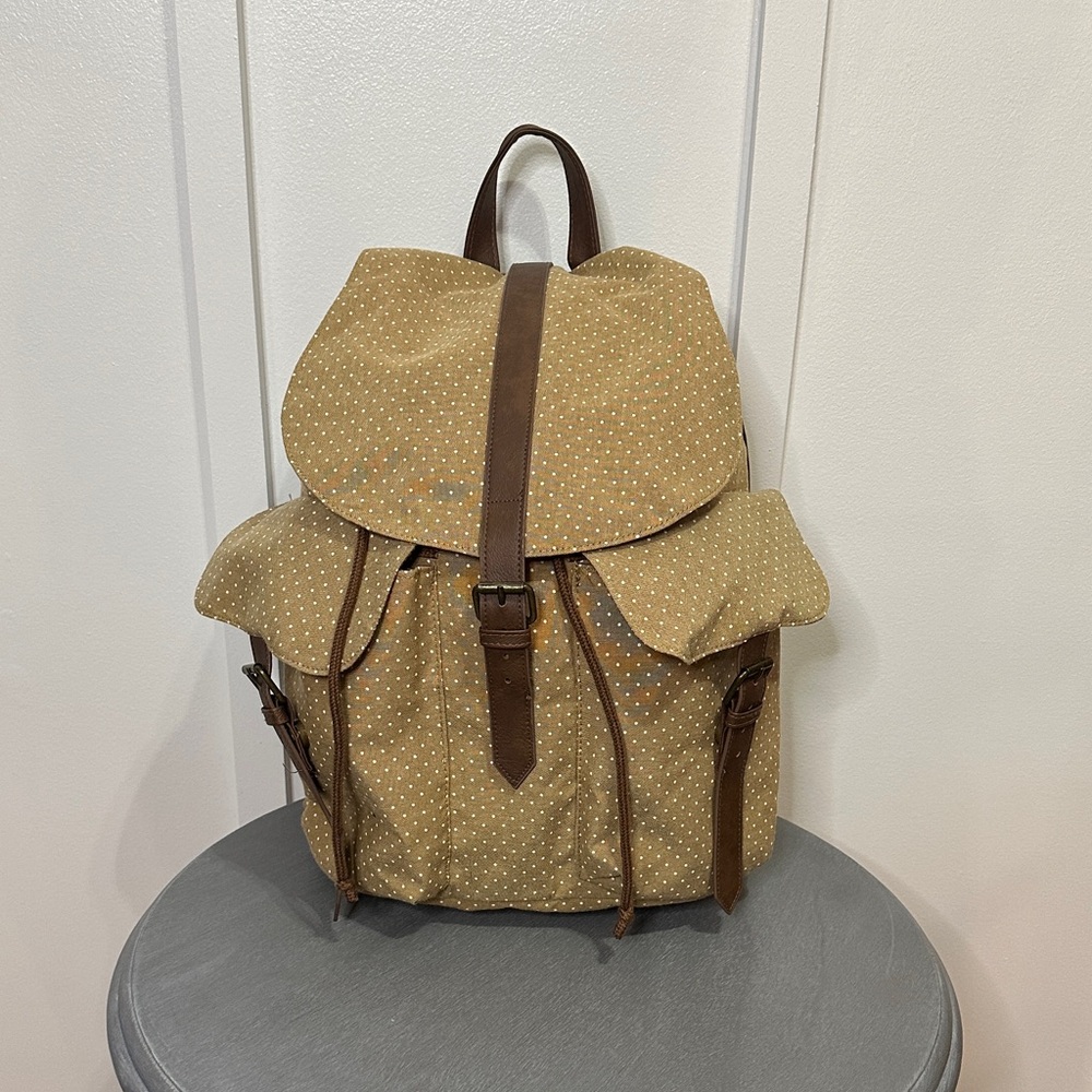 Tan Polka Dot Backpack